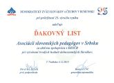 Čítať ďalej: Ďakovný list Asociácii slovenských pedagogov v Srbsku