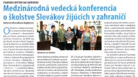 Čítať ďalej: Medzinárodná vedecká konferencia o školstve Slovákov žijúcich v zahraničí