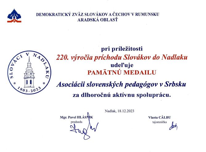 Pamätná medaila Demokratického zväzu Slovákov 2